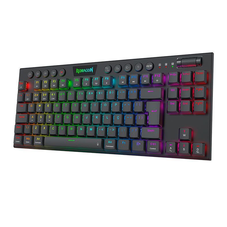 Teclado Mecanico Gamer Redragon Horus Pro TKL, RGB, Switch Marrom, USB, Preto, K621RGB-PRO-PT-BROWN