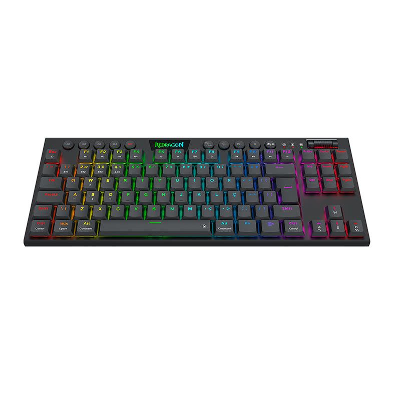 Teclado Mecanico Gamer Redragon Horus Pro TKL, RGB, Switch Marrom, USB, Preto, K621RGB-PRO-PT-BROWN