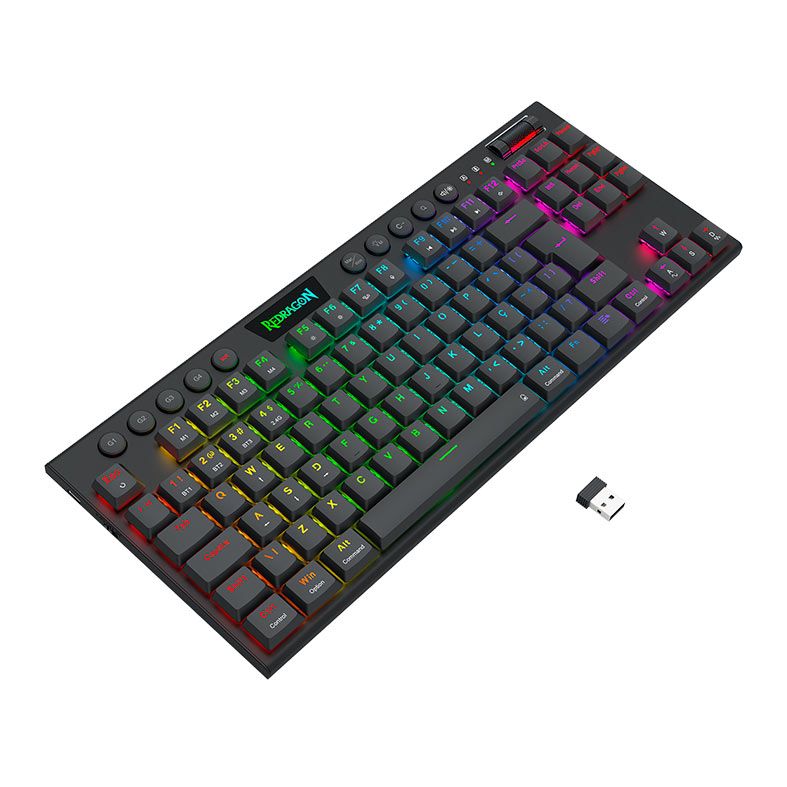 Teclado Mecanico Gamer Redragon Horus Pro TKL, RGB, Switch Marrom, USB, Preto, K621RGB-PRO-PT-BROWN
