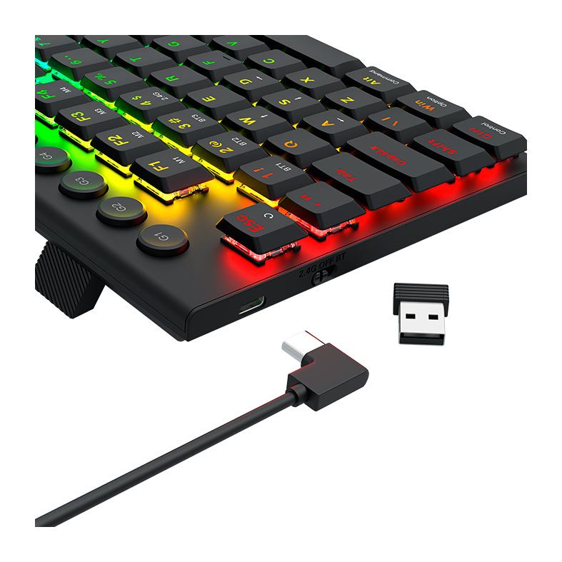 Teclado Mecanico Gamer Redragon Horus Pro TKL, RGB, Switch Marrom, USB, Preto, K621RGB-PRO-PT-BROWN