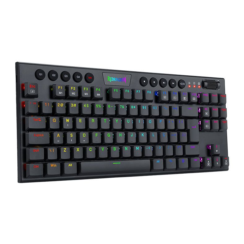Teclado Mecanico Gamer Redragon Horus TKL, RGB, ABNT2, Switch Azul, Preto, K622-RGB-PT-BLUE