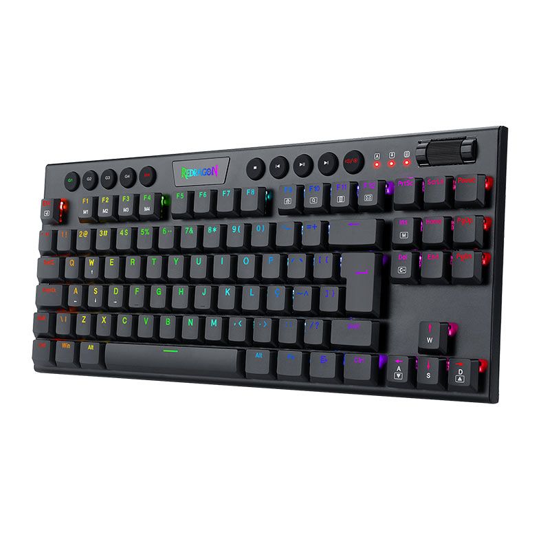 Teclado Mecanico Gamer Redragon Horus TKL, RGB, ABNT2, Switch Azul, Preto, K622-RGB-PT-BLUE
