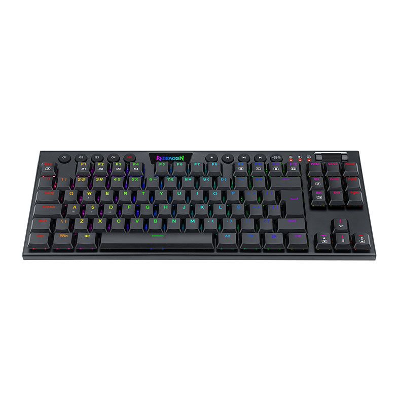 Teclado Mecanico Gamer Redragon Horus TKL, RGB, ABNT2, Switch Marrom, USB, Preto, K622-RGB-PT-BROWN