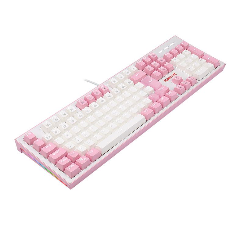 Teclado Mecanico Gamer Redragon HADES, Led White, ABNT2, Switch Azul, Branco e Rosa, K623-WP-(PT-BLUE)