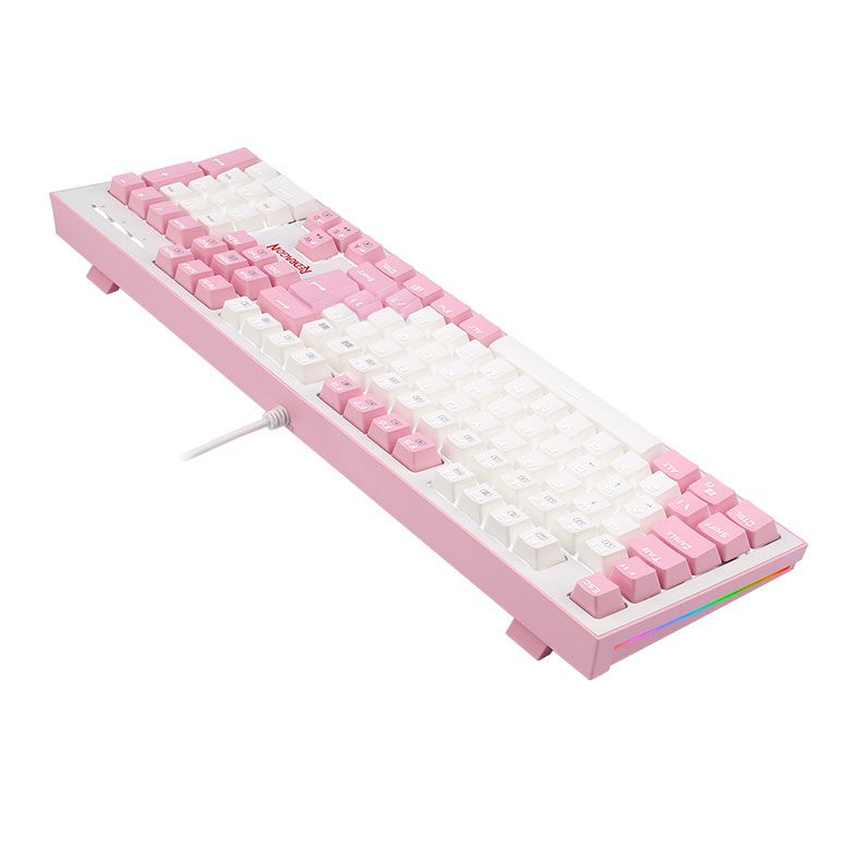 Teclado Mecanico Gamer Redragon HADES, Led White, ABNT2, Switch Azul, Branco e Rosa, K623-WP-(PT-BLUE)
