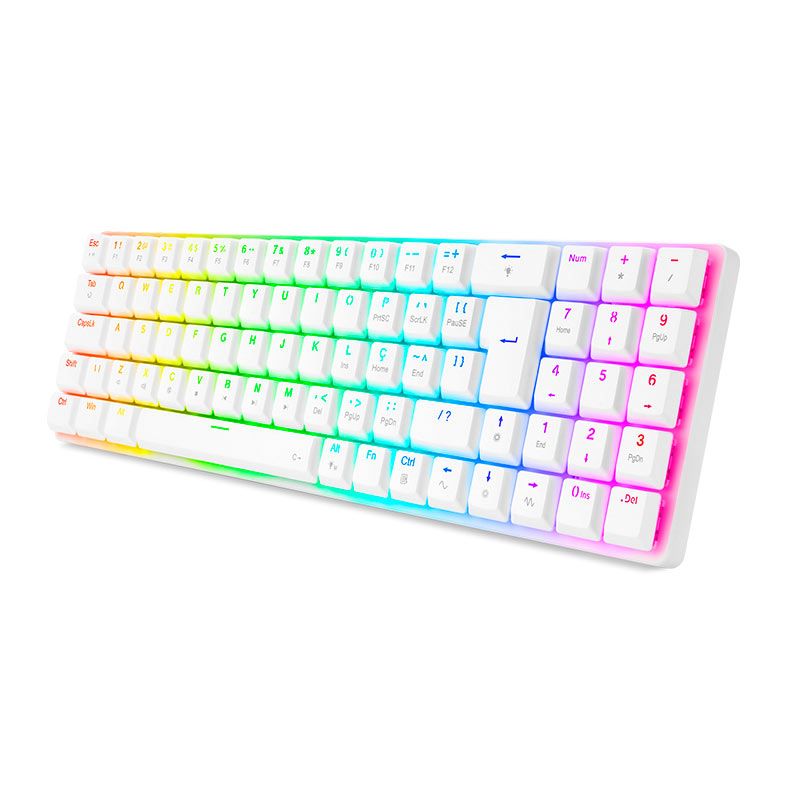 Teclado Mecanico Gamer Redragon Ashe, RGB, Switch Brown, Branco, K626-KB-W-PT-BROWN