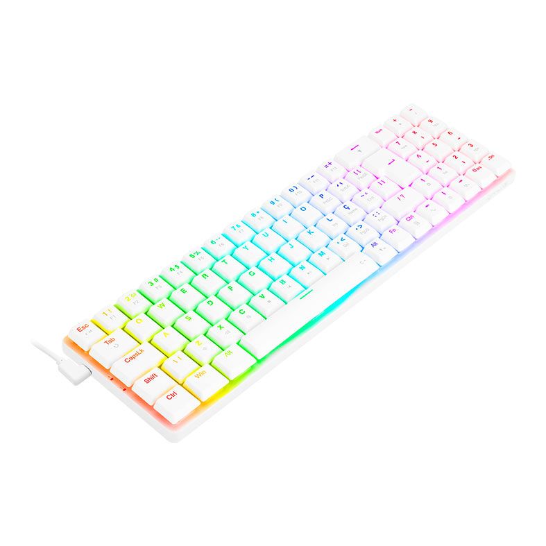Teclado Mecanico Gamer Redragon Ashe, RGB, Switch Brown, Branco, K626-KB-W-PT-BROWN