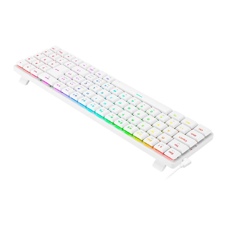 Teclado Mecanico Gamer Redragon Ashe, RGB, Switch Red, Branco, K626-KB-W-PT-RED