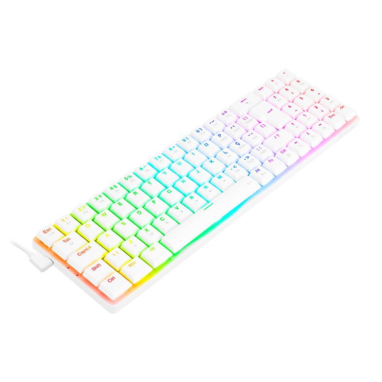 Teclado Mecanico Gamer Redragon Ashe, RGB, Switch Red, Branco, K626-KB-W-PT-RED