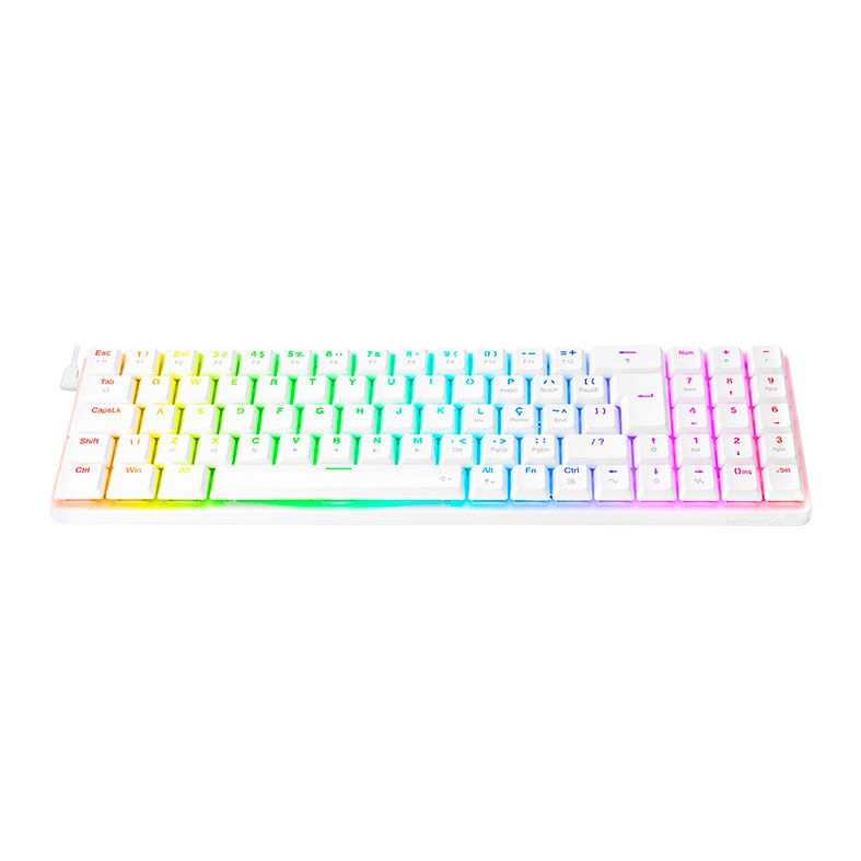 Teclado Mecanico Gamer Redragon Ashe, RGB, Switch Red, Branco, K626-KB-W-PT-RED