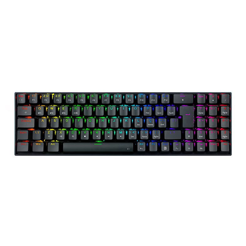 Teclado Mecanico Gamer Redragon Zed Pro, RGB, Wireless, Switch Brown, Preto, K627P-WNS-B