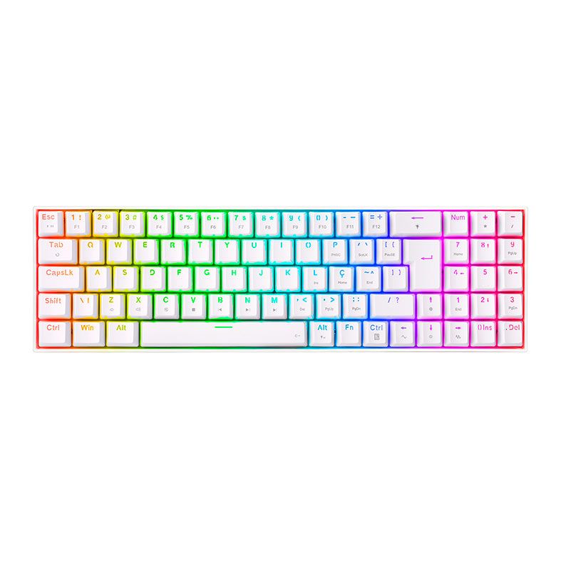 Teclado Mecanico Gamer Redragon Zed Pro, RGB, Wireless, Switch Brown, Branco, K627P-WNS-W