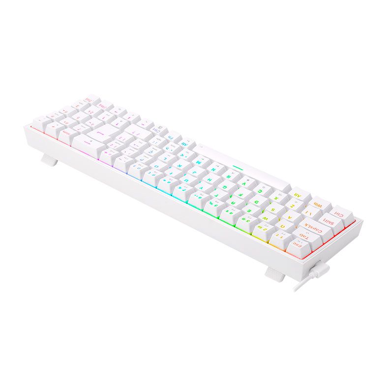Teclado Mecanico Gamer Redragon Pollux, RGB, Switch Red, Branco, K628-RGB-W-PT-RED