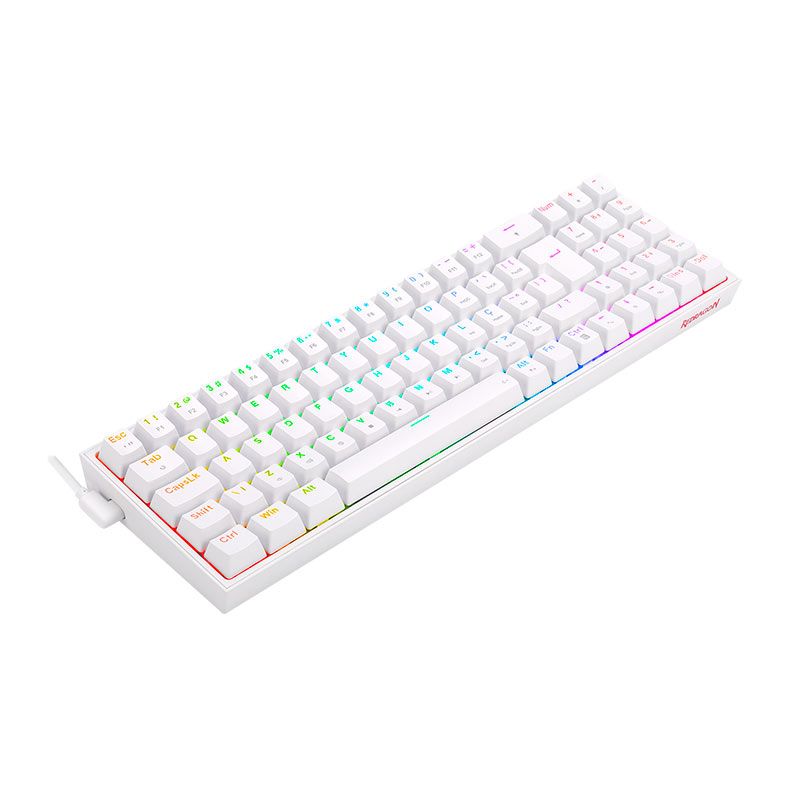 Teclado Mecanico Gamer Redragon Pollux, RGB, Switch Red, Branco, K628-RGB-W-PT-RED