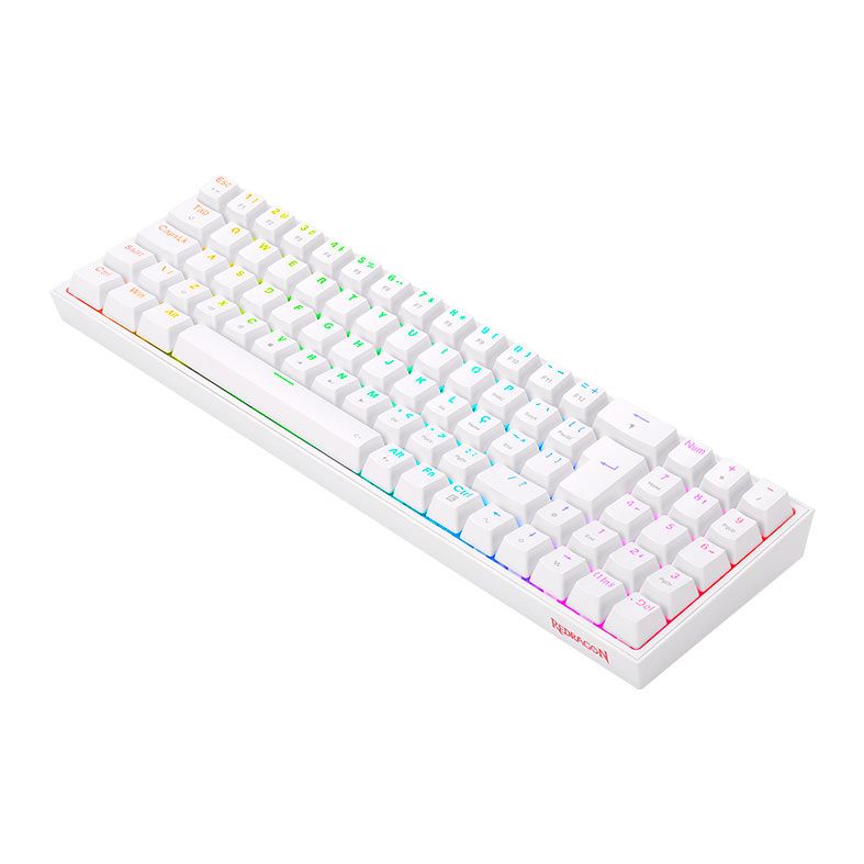 Teclado Mecanico Gamer Redragon Pollux, RGB, Switch Red, Branco, K628-RGB-W-PT-RED