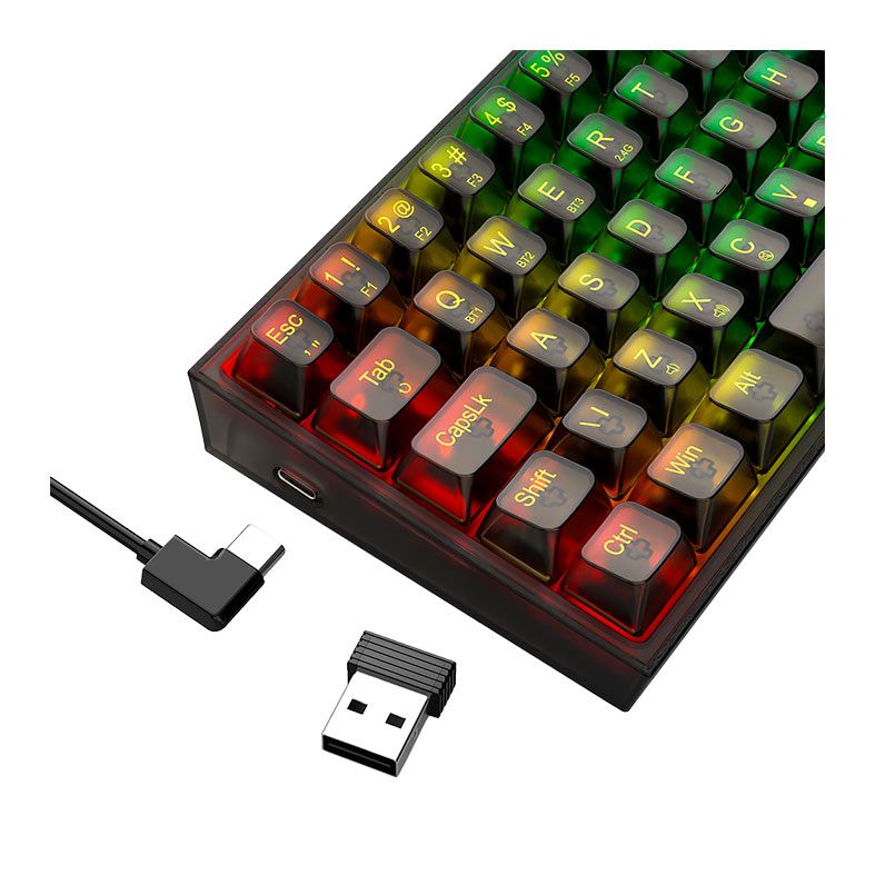 Teclado Mecanico Gamer Redragon Pollux Pro Clear, RGB, Bluetooth, Switch Crystal, Preto, K628CTB-RGB-PRO-PT