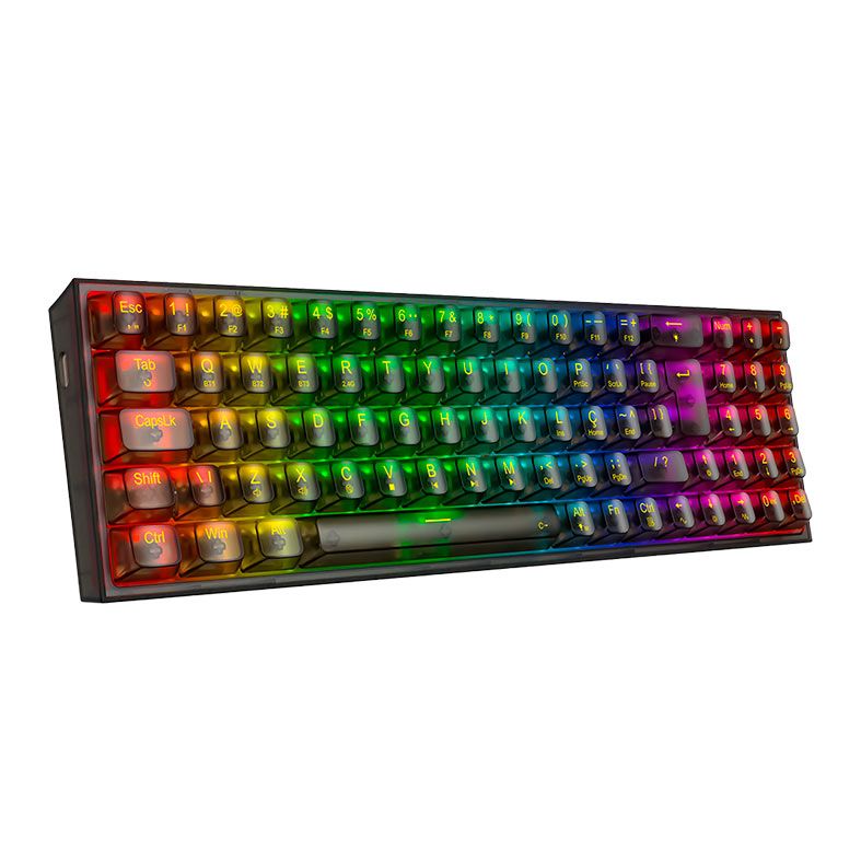 Teclado Mecanico Gamer Redragon Pollux Pro Clear, RGB, Bluetooth, Switch Crystal, Preto, K628CTB-RGB-PRO-PT