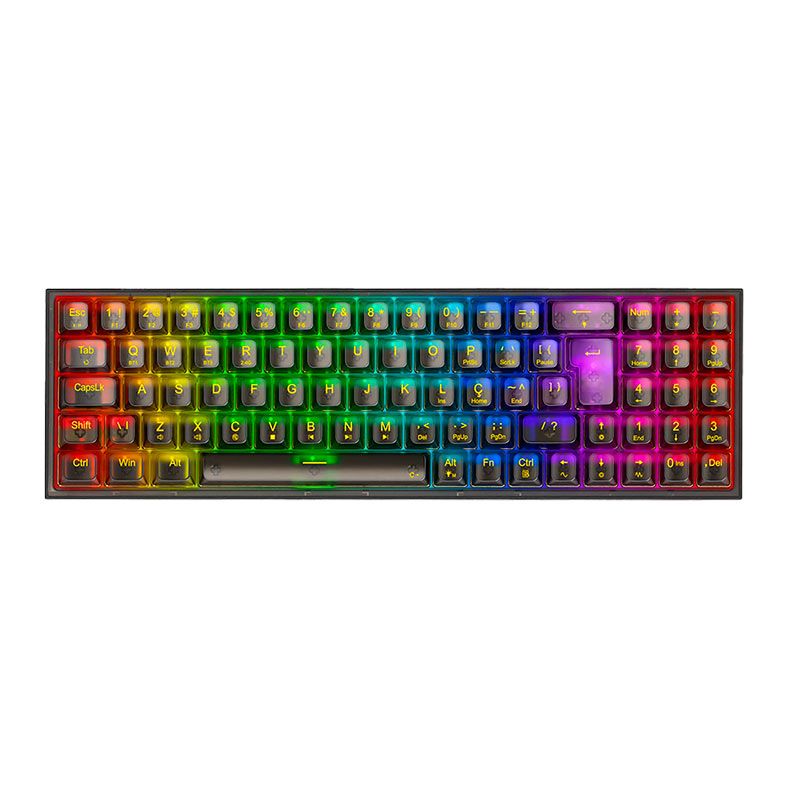 Teclado Mecanico Gamer Redragon Pollux Pro Clear, RGB, Bluetooth, Switch Crystal, Preto, K628CTB-RGB-PRO-PT