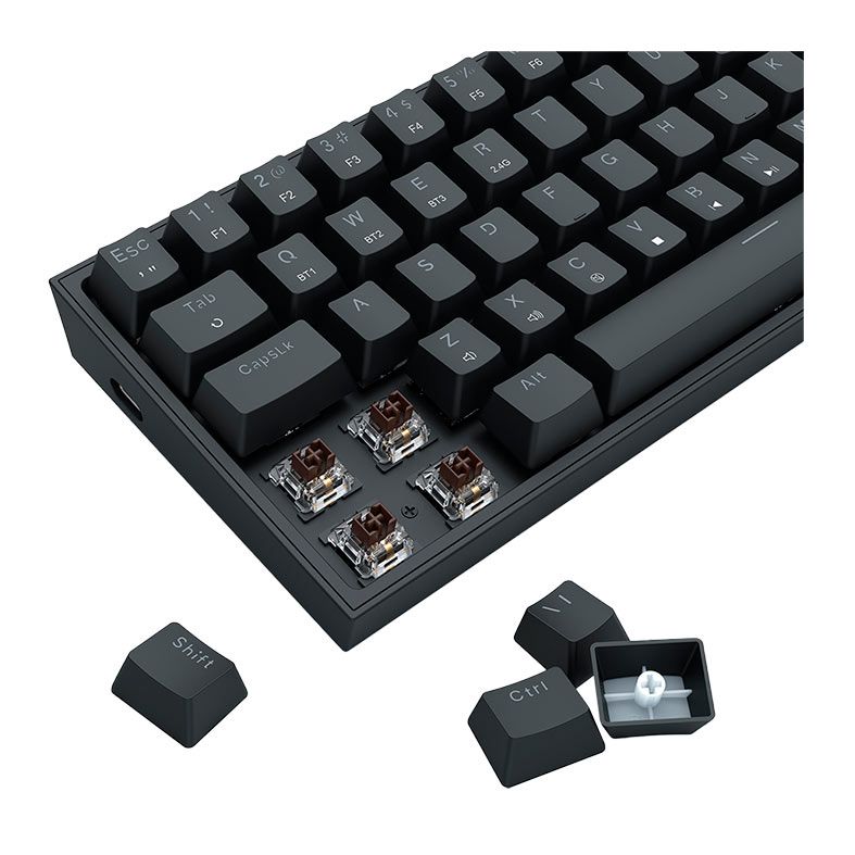 Teclado Mecanico Gamer Redragon Pollux Pro, RGB, Bluetooth, Switch Brown, Preto, K628RGB-PRO-PT-BROWN