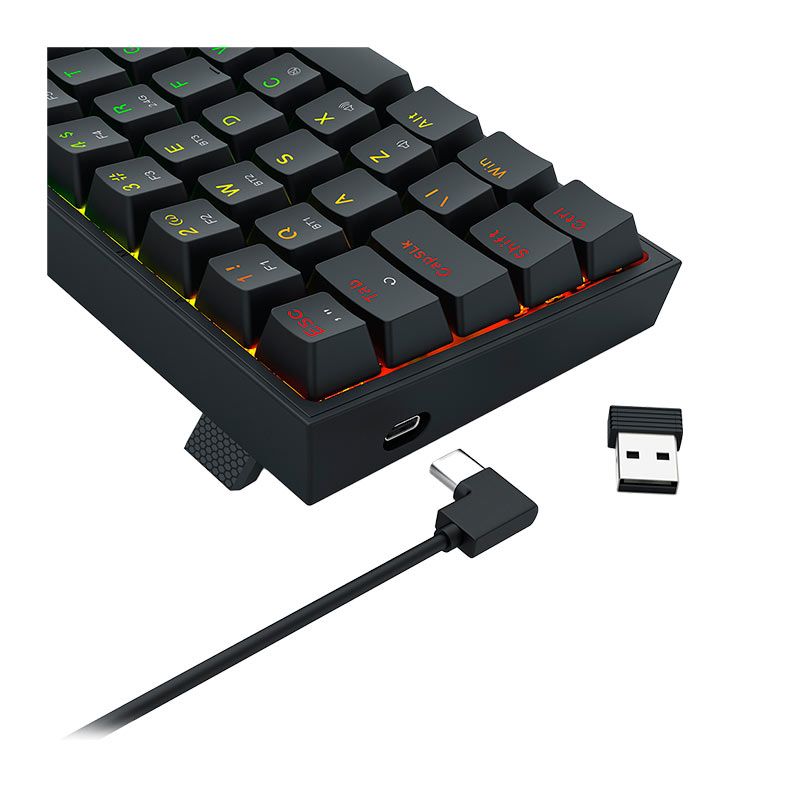 Teclado Mecanico Gamer Redragon Pollux Pro, RGB, Bluetooth, Switch Brown, Preto, K628RGB-PRO-PT-BROWN