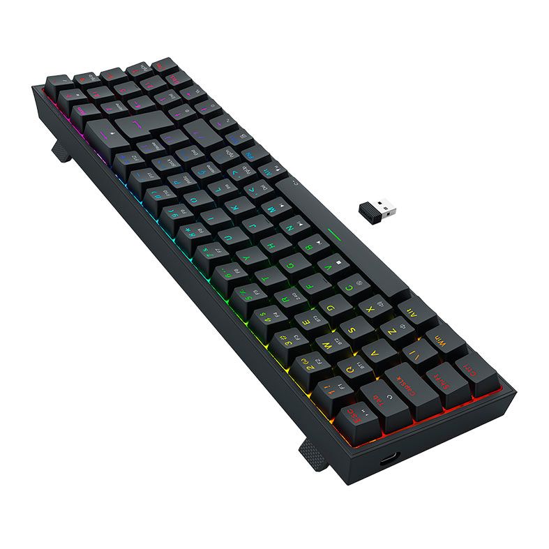Teclado Mecanico Gamer Redragon Pollux Pro, RGB, Bluetooth, Switch Brown, Preto, K628RGB-PRO-PT-BROWN