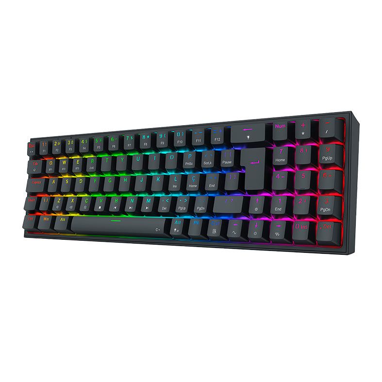 Teclado Mecanico Gamer Redragon Pollux Pro, RGB, Bluetooth, Switch Brown, Preto, K628RGB-PRO-PT-BROWN