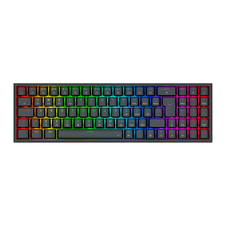Teclado Mecanico Gamer Redragon Pollux Pro, RGB, Bluetooth, Switch Brown, Preto, K628RGB-PRO-PT-BROWN