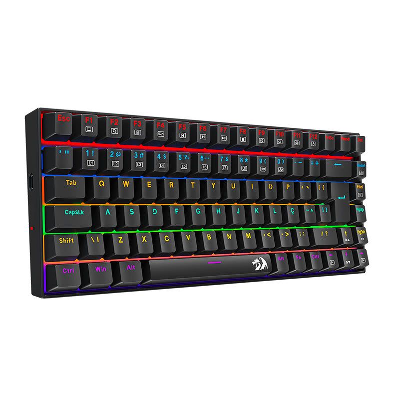 Teclado Mecanico Redragon Phantom, Rainbow, Switch Marrom, Preto, K629-KB-PT-BROWN