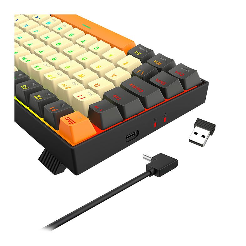 Teclado Mecanico Redragon Phantom Pro, RGB, Switch Marrom, Cinza e Creme, K629CGO-PRO-M-PT-BROWN