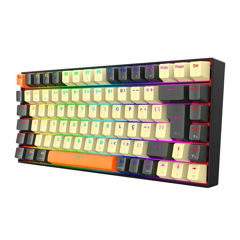 Teclado Mecanico Redragon Phantom Pro, RGB, Switch Marrom, Cinza e Creme, K629CGO-PRO-M-PT-BROWN