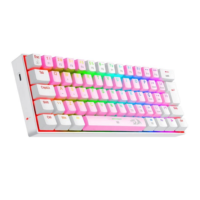 Teclado Mecanico Gamer Redragon Dragonborn, RGB, Switch Marrom, Rosa e Branco, K630PW-RGB-PT-BROWN