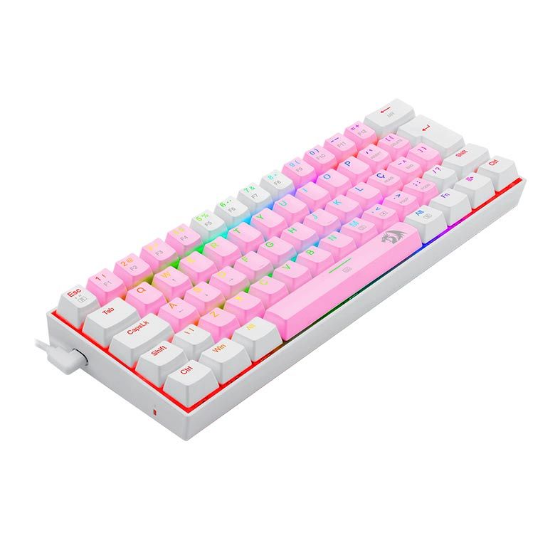 Teclado Mecanico Gamer Redragon Dragonborn, RGB, Switch Marrom, Rosa e Branco, K630PW-RGB-PT-BROWN
