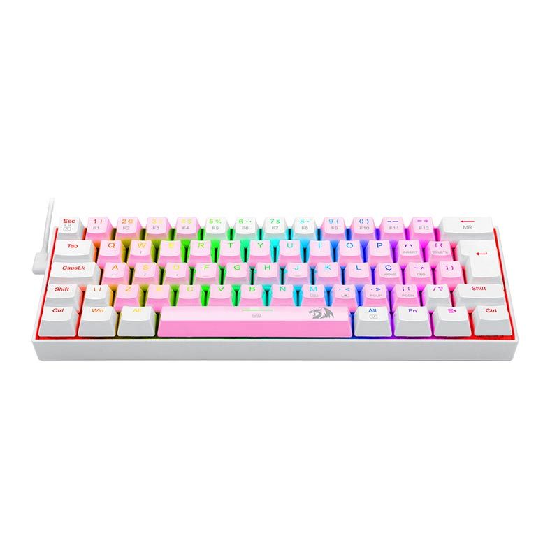 Teclado Mecanico Gamer Redragon Dragonborn, RGB, Switch Marrom, Rosa e Branco, K630PW-RGB-PT-BROWN
