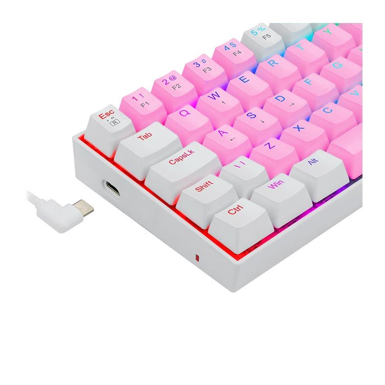 Teclado Mecanico Gamer Redragon Dragonborn, RGB, Switch Marrom, Rosa e Branco, K630PW-RGB-PT-BROWN