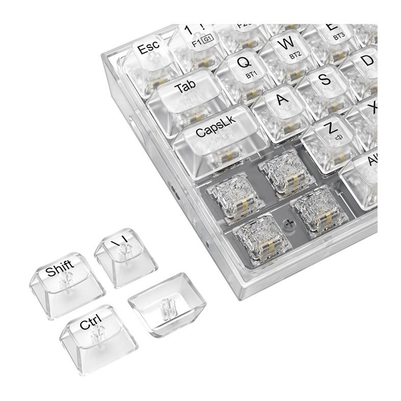 Teclado Mecanico Redragon Castor Pro, RGB, ABNT2, Switch Crystal, Bluetooth, Transparente, K631CT-RGB-PRO