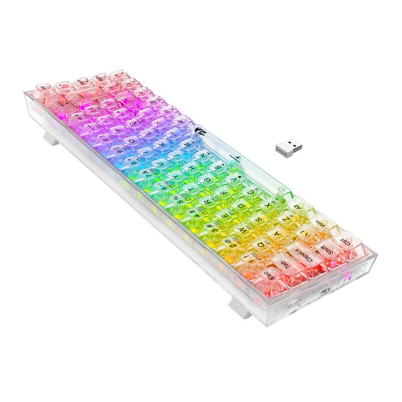 Teclado Mecanico Redragon Castor Pro, RGB, ABNT2, Switch Crystal, Bluetooth, Transparente, K631CT-RGB-PRO