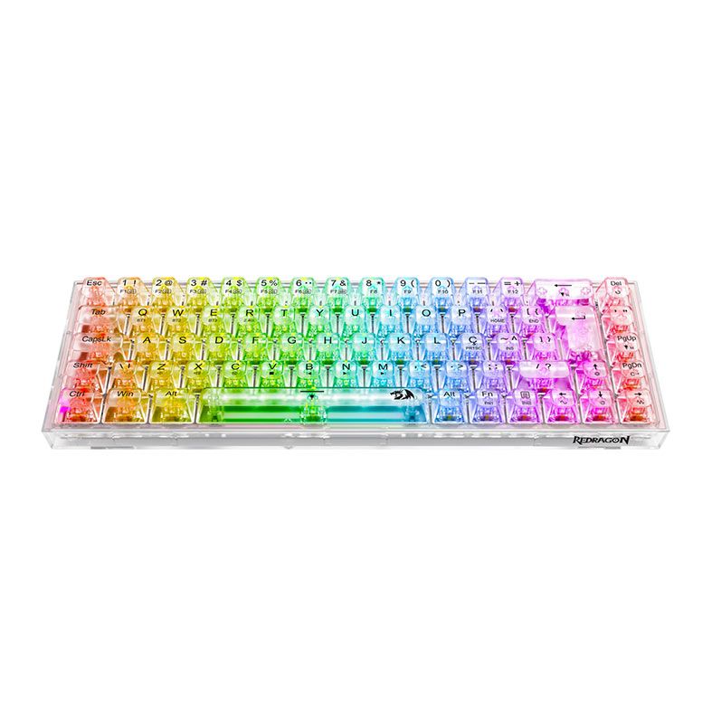 Teclado Mecanico Redragon Castor Pro, RGB, ABNT2, Switch Crystal, Bluetooth, Transparente, K631CT-RGB-PRO