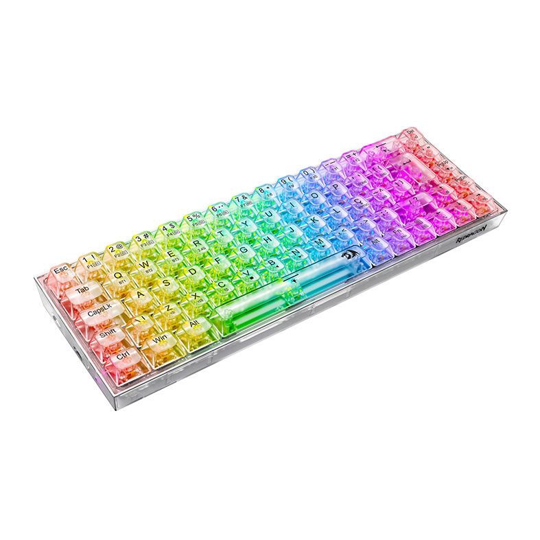 Teclado Mecanico Redragon Castor Pro, RGB, ABNT2, Switch Crystal, Bluetooth, Transparente, K631CT-RGB-PRO