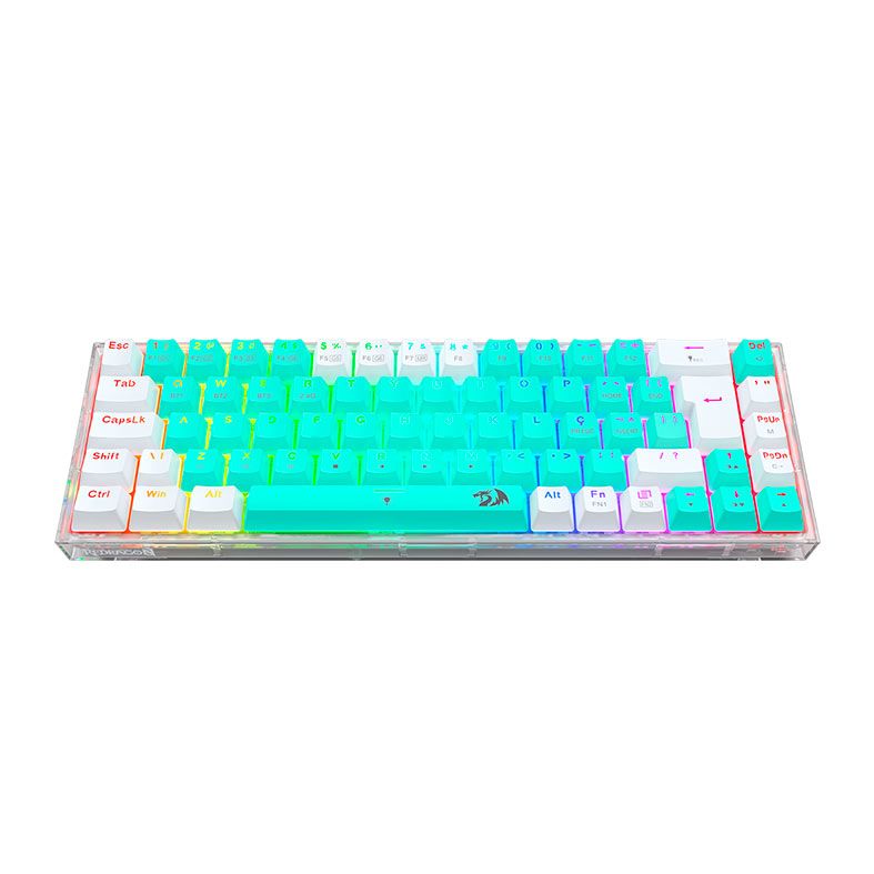 Teclado Mecanico Redragon Castor Pro, RGB, Switch Gentle Lime, Branco e Verde, K631RGB-PRO-GW-PT-GENTLE-LIME