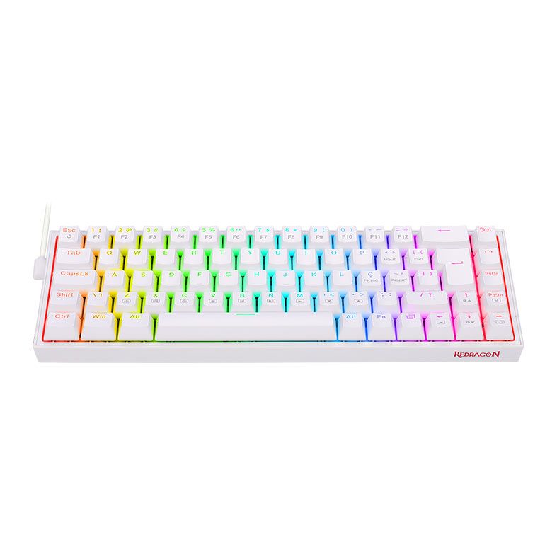 Teclado Mecanico Gamer Redragon Castor, RGB, Switch Azul, Branco, K631W-RGB-PT-BLUE