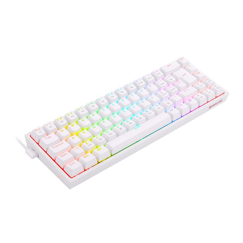 Teclado Mecanico Gamer Redragon Castor, RGB, Switch Azul, Branco, K631W-RGB-PT-BLUE