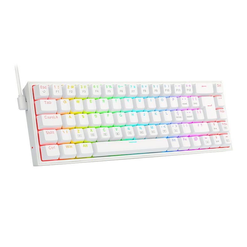 Teclado Mecanico Gamer Redragon Castor, RGB, Switch Azul, Branco, K631W-RGB-PT-BLUE