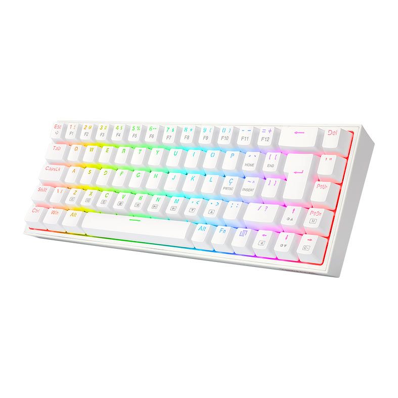 Teclado Mecanico Gamer Redragon Castor, RGB, Switch Azul, Branco, K631W-RGB-PT-BLUE