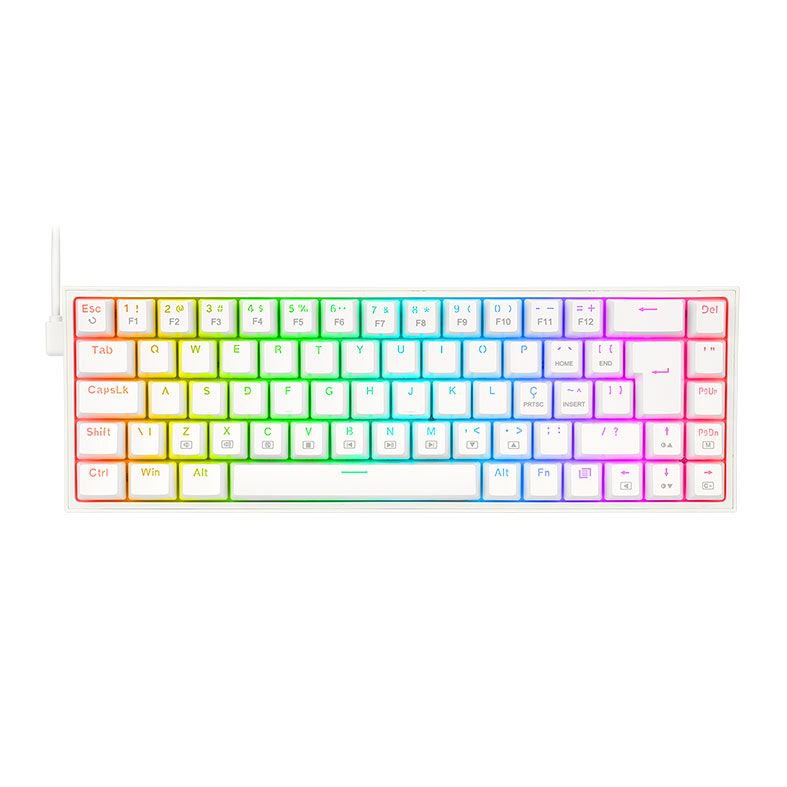 Teclado Mecanico Gamer Redragon Castor, RGB, Switch Azul, Branco, K631W-RGB-PT-BLUE