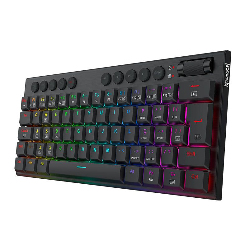Teclado Mecanico Redragon Horus Mini, RGB, Switch Brown, Preto, K632-RGB-PT-BROWN