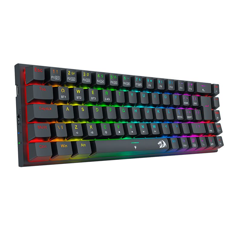 Teclado Mecanico Gamer Redragon Ryze Pro, RGB, Wireless, Switch Brown, K633RGB-PRO-PT-BROWN