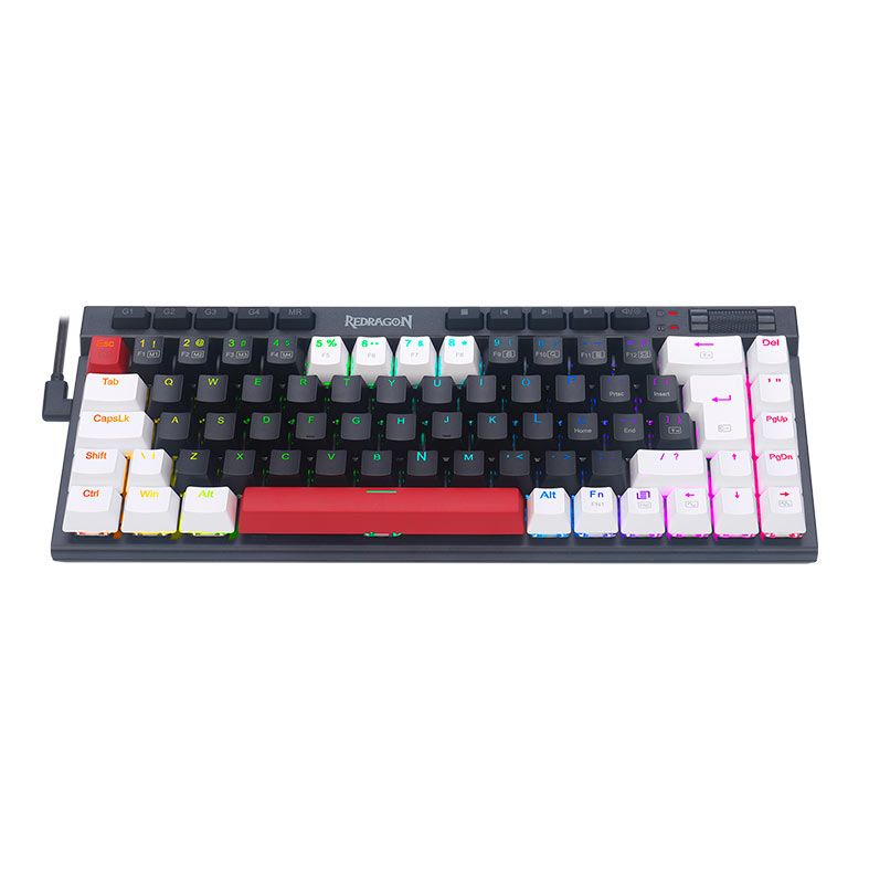 Teclado Mecanico Gamer Redragon Magic Wand Spades, RGB, Switch Brown, Preto e Branco, K635BWR-RGB-PT-BROWN