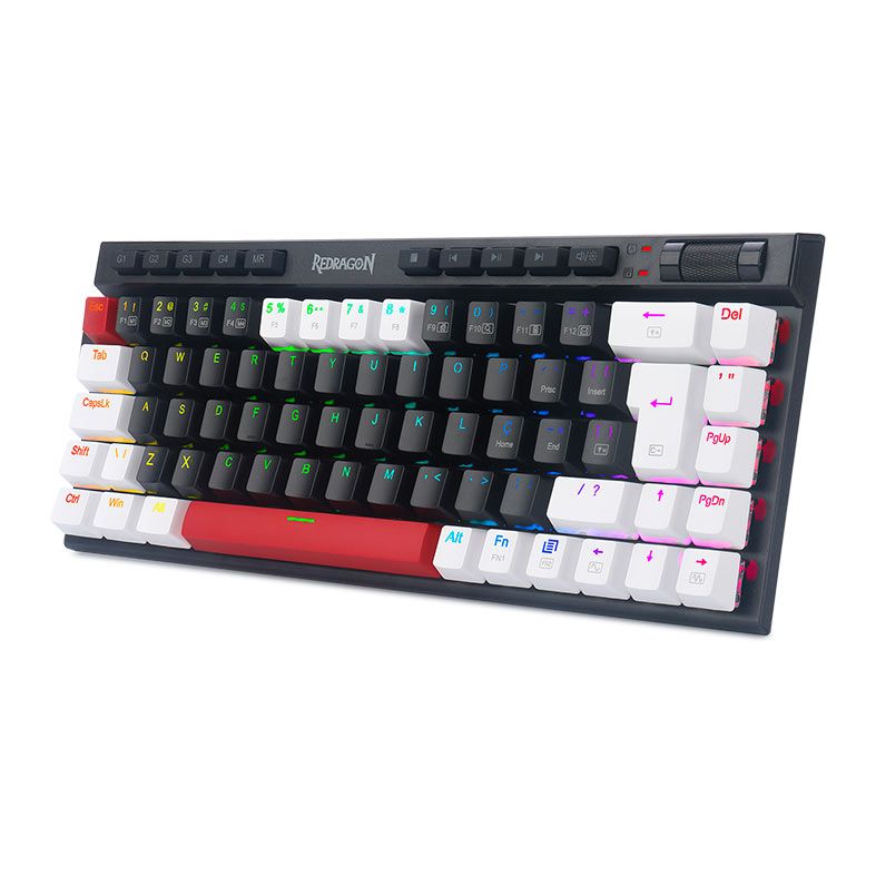 Teclado Mecanico Gamer Redragon Magic Wand Spades, RGB, Switch Brown, Preto e Branco, K635BWR-RGB-PT-BROWN