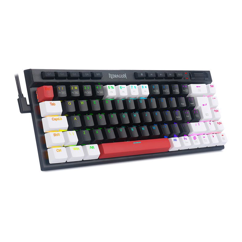 Teclado Mecanico Gamer Redragon Magic Wand Spades, RGB, Switch Brown, Preto e Branco, K635BWR-RGB-PT-BROWN