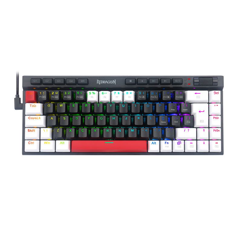 Teclado Mecanico Gamer Redragon Magic Wand Spades, RGB, Switch Brown, Preto e Branco, K635BWR-RGB-PT-BROWN